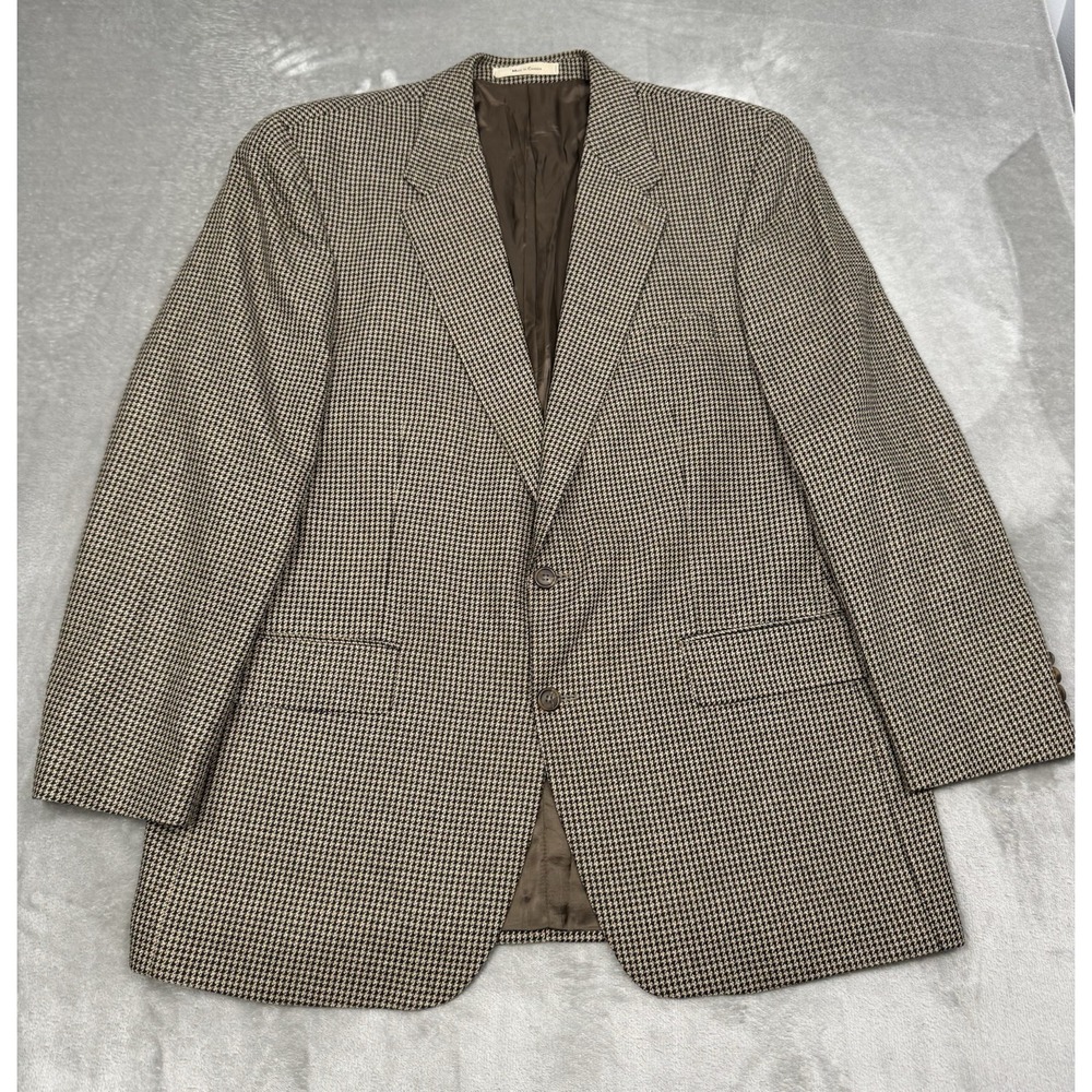 Vintage Ralph Lauren Blazer Mens 46L Silk & Wool Sport Coat Houndstooth 90s Y2K